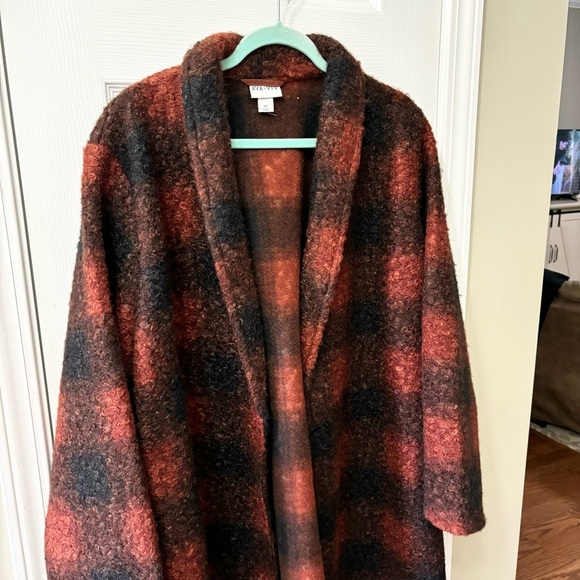 ➕ Ava & Viv Plaid Sherpa Coat Women’s Plus Size 2x - Picture 3 of 7